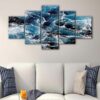 5 panels angry ocean canvas art