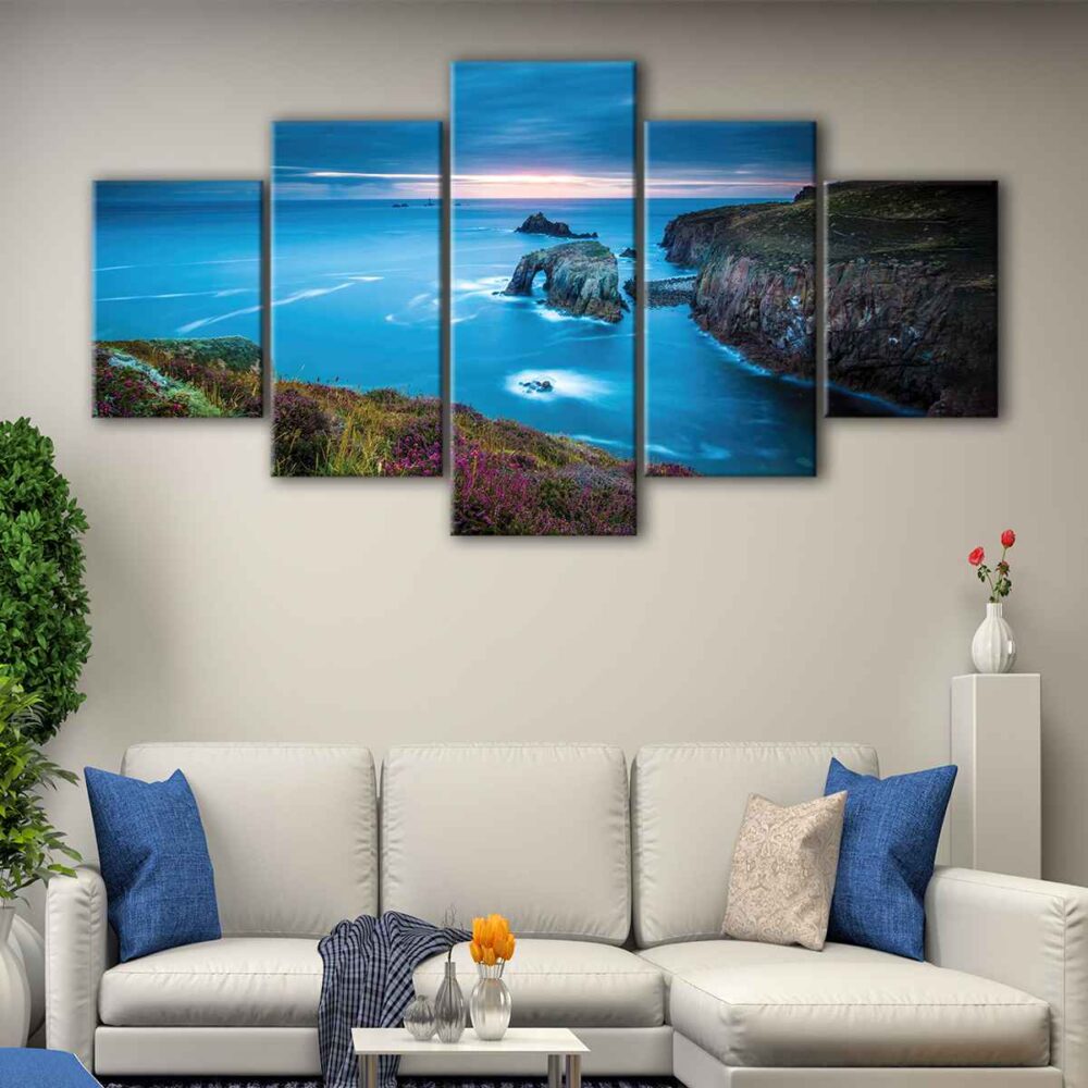 5 panels celtic sea canvas art