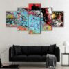 5 panels colorful swirl canvas art