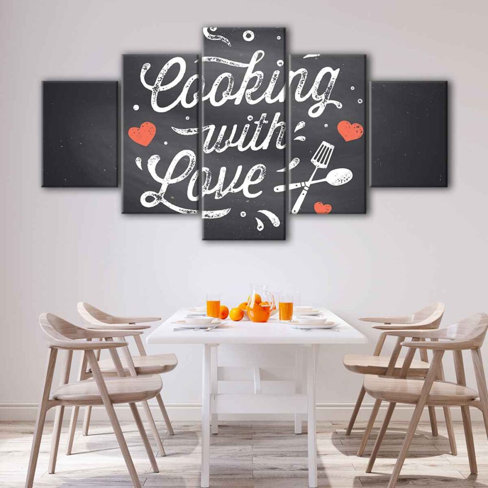 5 panels cooking with love canvas art