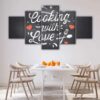 5 panels cooking with love canvas art