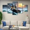 5 panels flying dutchman canvas art