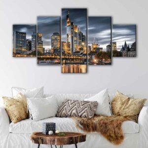 5 panels frankfurt skyline canvas art