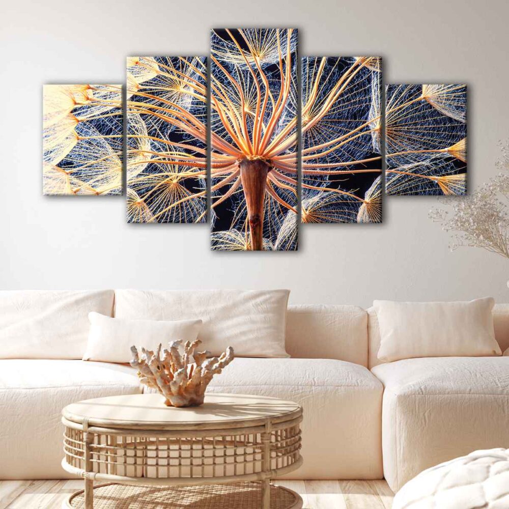 5 panels the dandelion canvas art