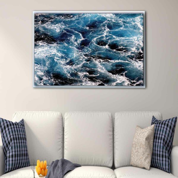 angry ocean floating frame canvas