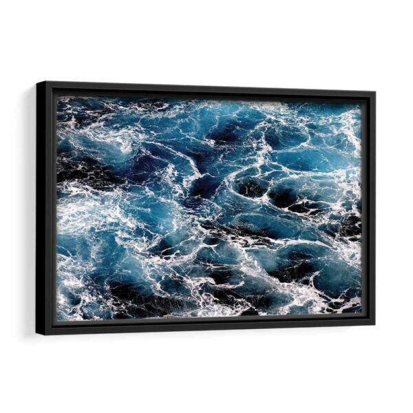 angry ocean framed canvas black frame