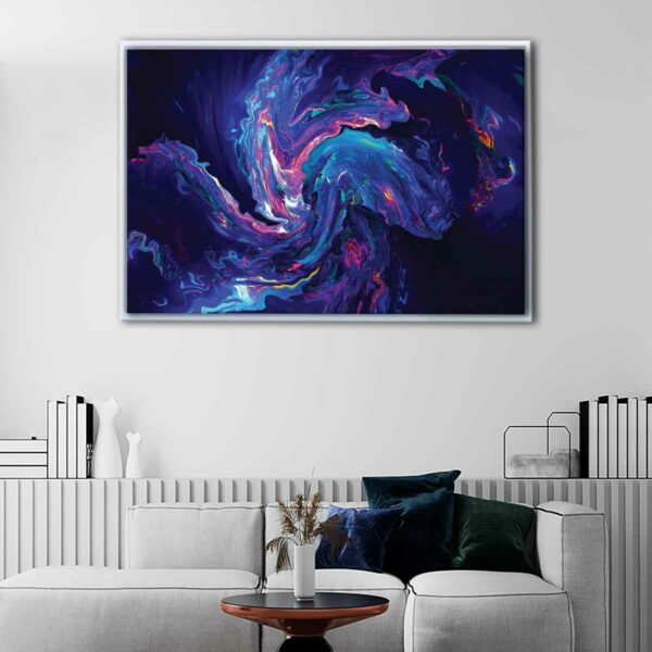 blue chaos floating frame canvas