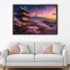cherry blossom temple floating frame canvas