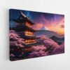 cherry blossom temple stretched canvas