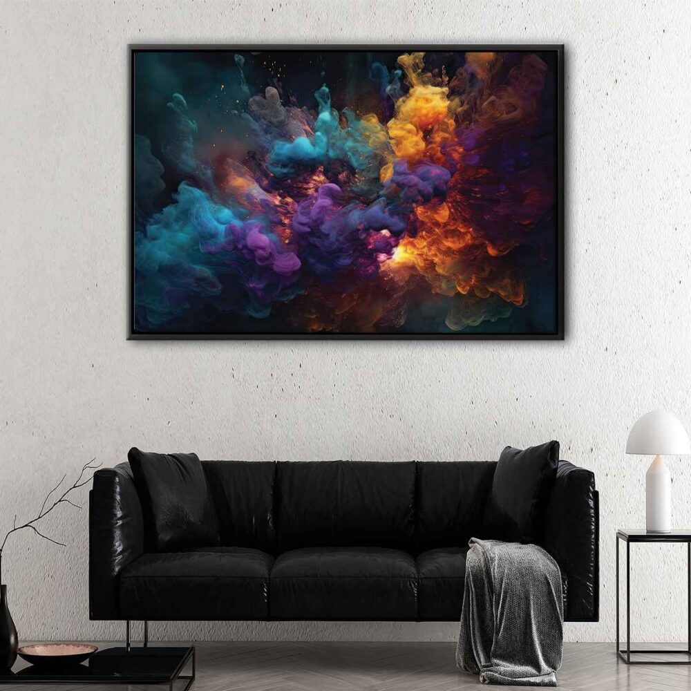 colorful smoke floating frame canvas