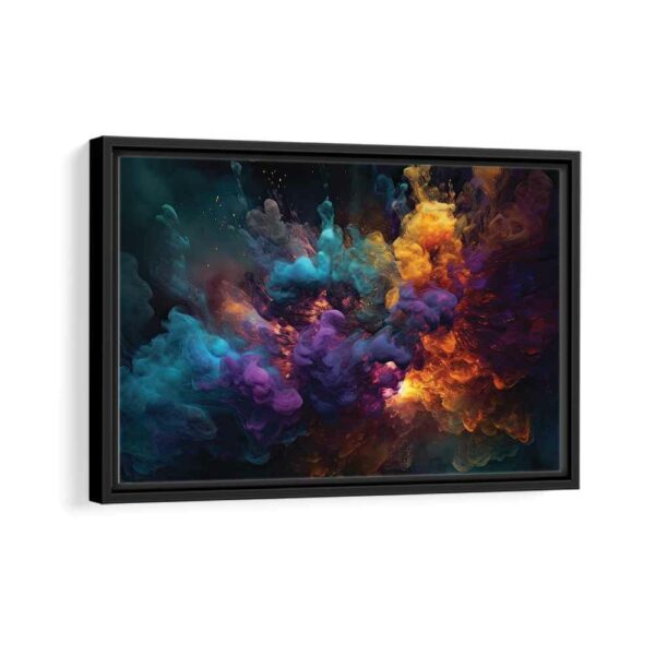 colorful smoke framed canvas black frame