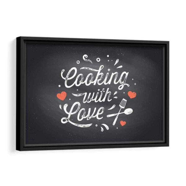 cooking with love framed canvas black frame