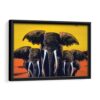 elephants family framed canvas black frame