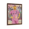 messi in miami framed canvas walnut brown