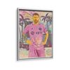 messi in miami framed canvas white frame