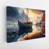 mountains boat stretched canvas