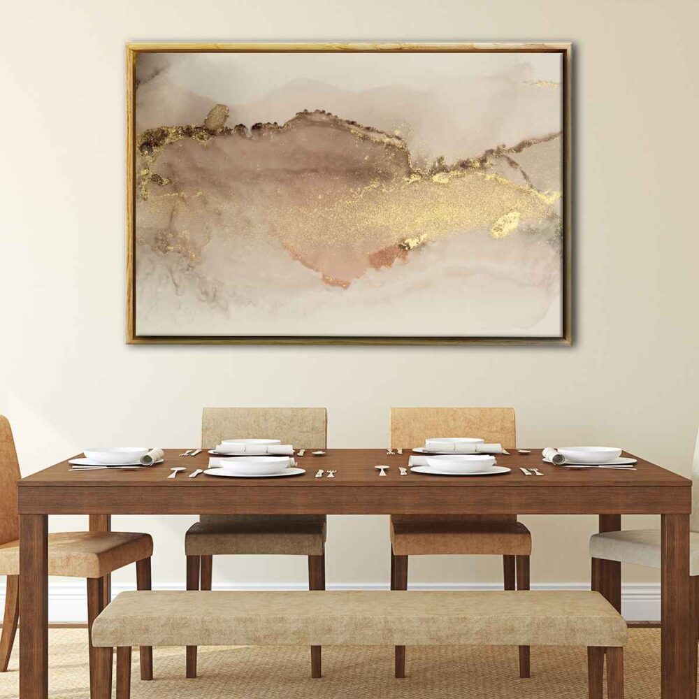 neutral gold floating frame canvas