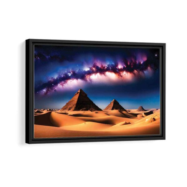 pyramids in the desert framed canvas black frame