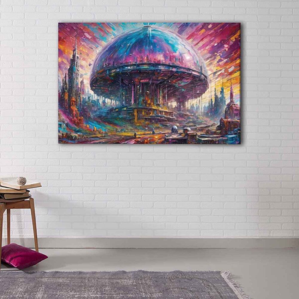 1 panels alien city canvas art