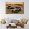 1 panels black mustangs canvas art