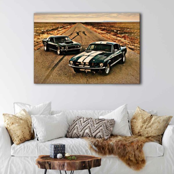 1 panels black mustangs canvas art