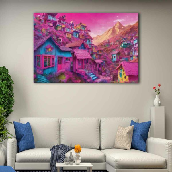 1 panels pink city canvas art