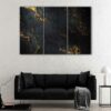 3 panels black and gold canvas art