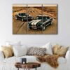 3 panels black mustangs canvas art