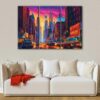 3 panels cyberpunk new york canvas art