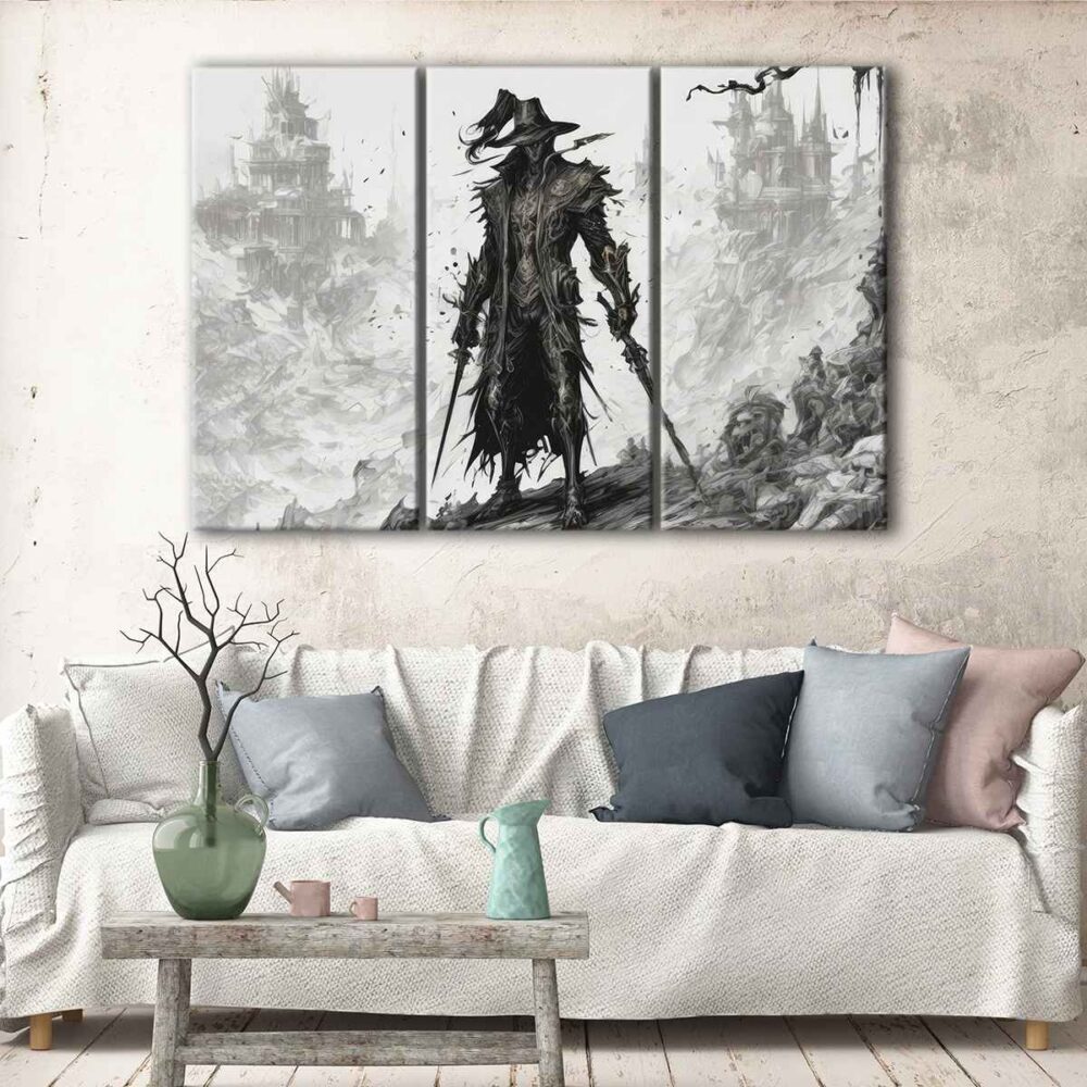 3 panels the evil hunter canvas art