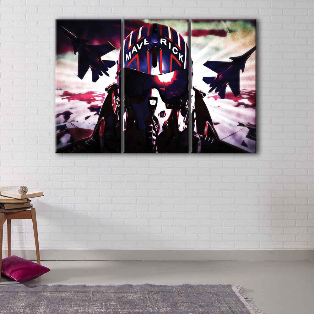 3 panels top gun patriot canvas art