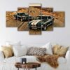 5 panels black mustangs canvas art