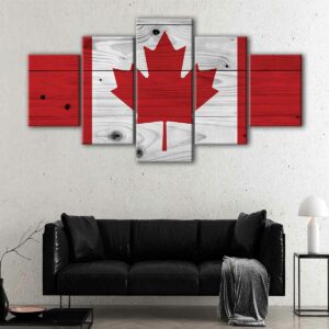 5 panels canadian flag canvas art