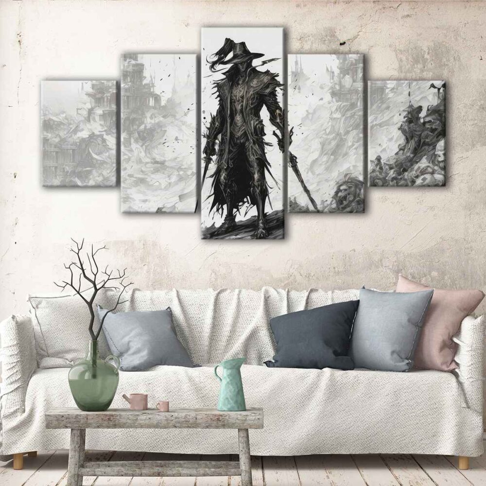 5 panels the evil hunter canvas art