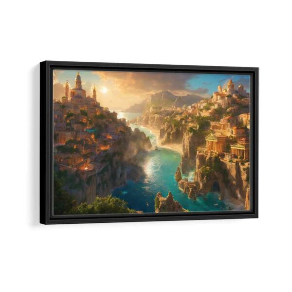 ancient city framed canvas black frame