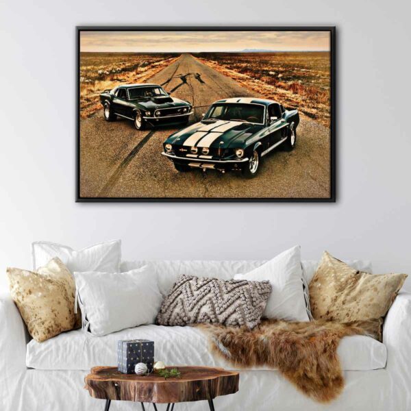 black mustangs floating frame canvas