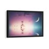 crescent moon framed canvas black frame