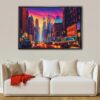 cyberpunk new york floating frame canvas