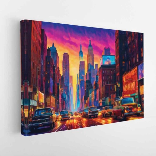 cyberpunk new york stretched canvas