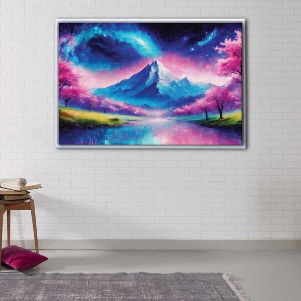 fantasy mountain floating frame canvas