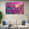 pink city floating frame canvas