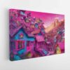 pink city stretched canvas