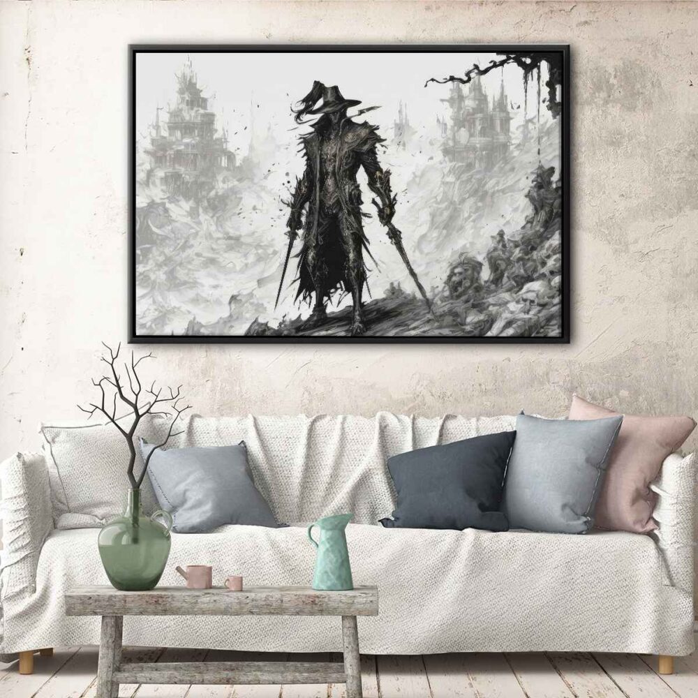 the evil hunter floating frame canvas