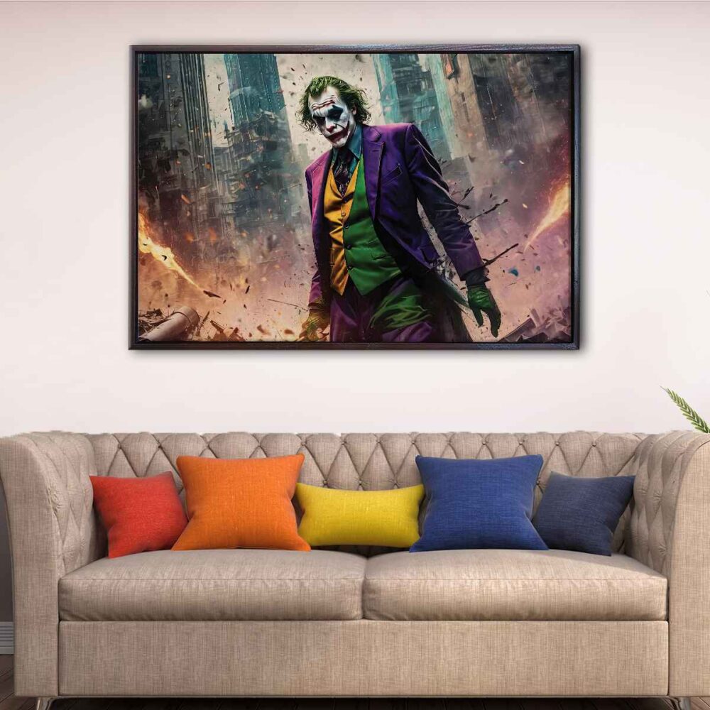 the joker mess floating frame canvas