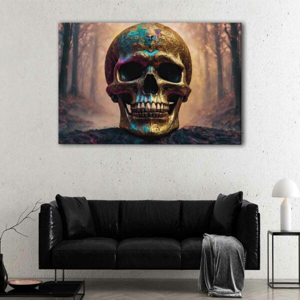 1 panels gold skull canvas art