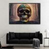 gold skull floating frame canvas