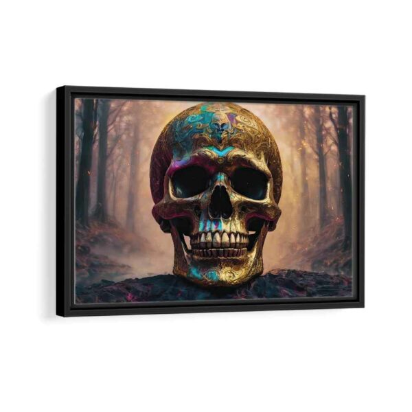 gold skull framed canvas black frame