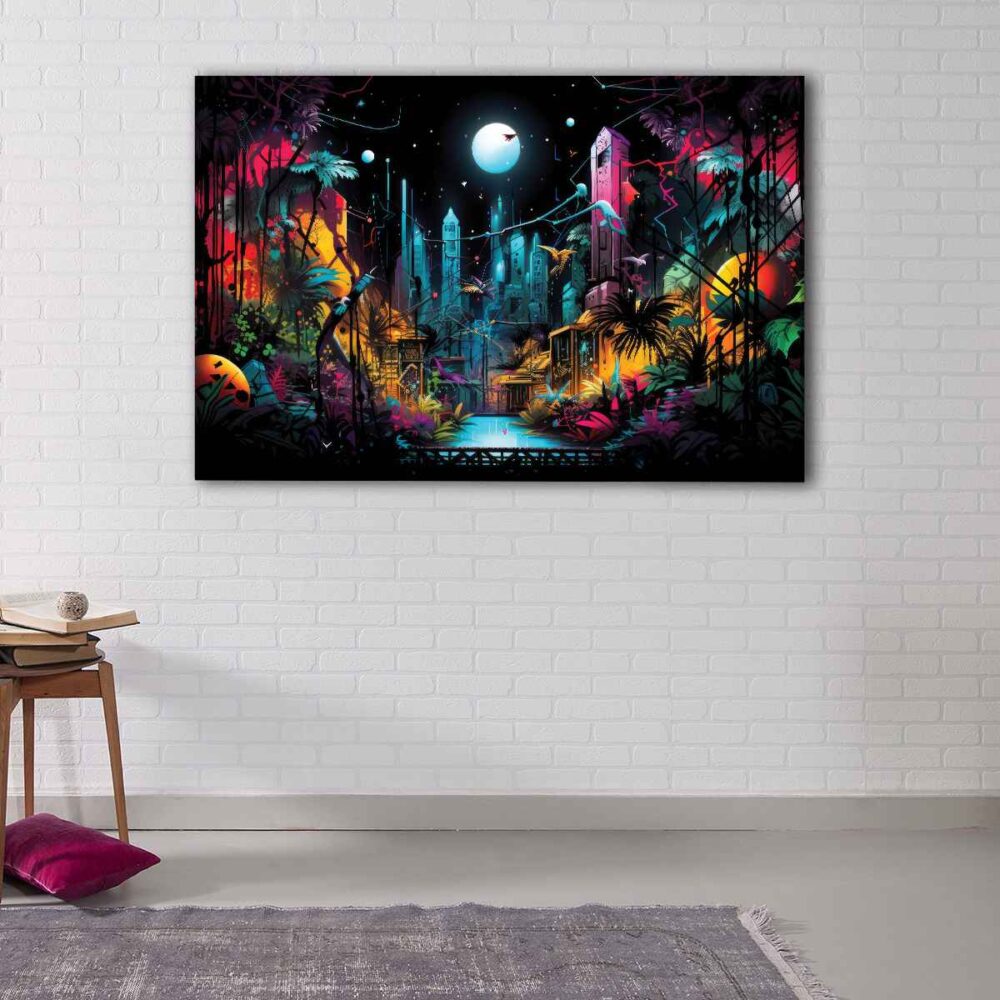 1 panels graffiti jungle canvas art