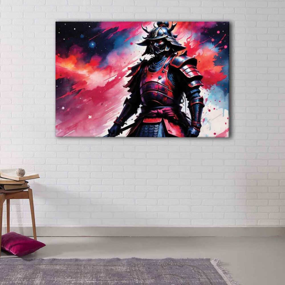 1 panels red samurai canvas art