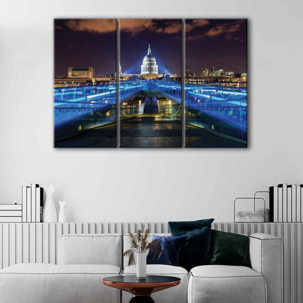 3 panels dublin at night canvas art